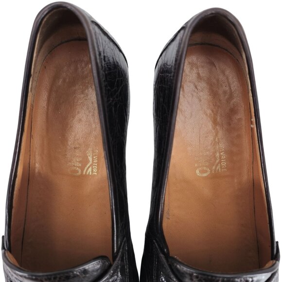 Salvatore Ferragamo Exotic Brown Crocodile Dress Shoes Mens 8.5EE Penny Loafers main image 10